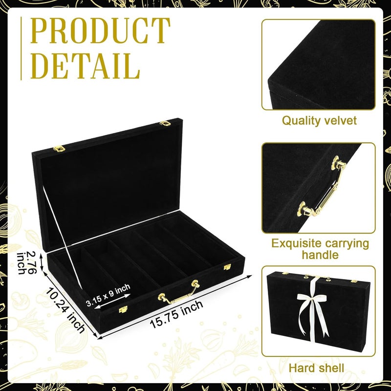 Pickmesh Silverware Case with Lid and Handle, Silverware Storage Box Sterling Silver Flatware Chest Without Silver Tarnish Proof Utensils Organizer for Kitchen Decor Wedding Gifts(Black,1 Layer) - Image 3